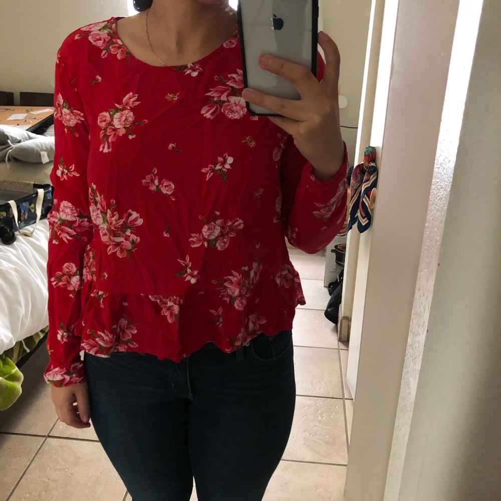 Red long sleeve blouse